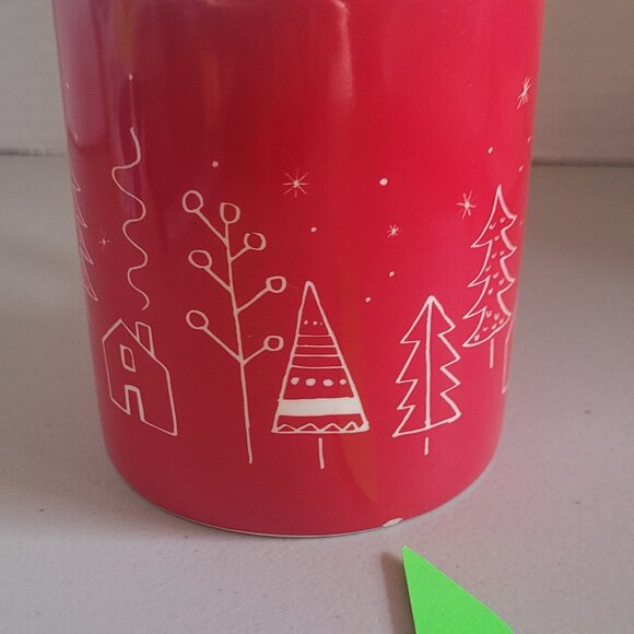 Mug SUR LA TABLE 13 oz Red & White Holiday Winter Trees Festive Sturdy - Picture 6 of 6